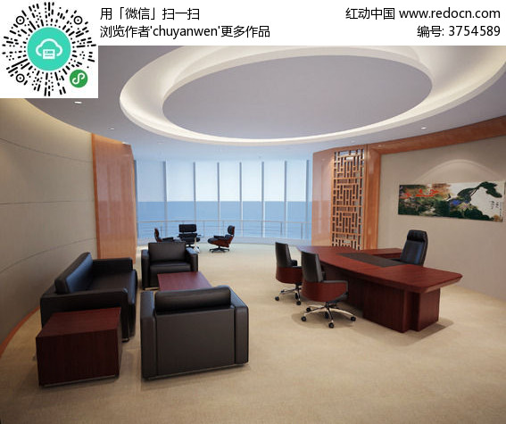 高管办公室家具3D模型 高端办公家具设计的新维度